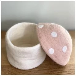 Sheepish Design Hand Made NZ Wool Toadstool Storage Box - Blush