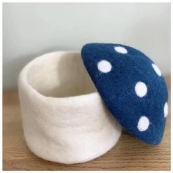 Sheepish Design Hand Made NZ Wool Toadstool Storage Box - Peacock