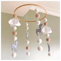 Sheepish Design Hand Made NZ Wool Baby Mobile - Blush Bambi Kiwiana