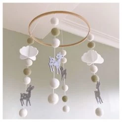Sheepish Design Hand Made NZ Wool Baby Mobile - Sage Bambi