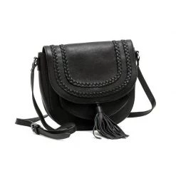 Stella & Gemma Alexa Black Leather Tassel Handbag