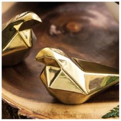 Rosanna Inc Metallics Timberline Gold Bird Salt & Pepper Shakers