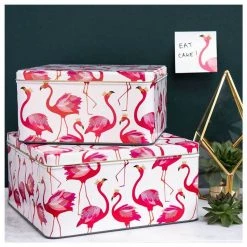 Sara Miller Square Flamingo Cake Tin Set/3 CANISTERS & TINS