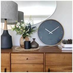 One Six Eight Coastal Scarlett Charcoal Wall Clock (50cm)