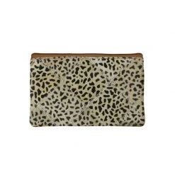 Olive & Tiger Leather Leopard Pouch Bag Women's Gifts - Under $50