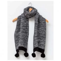 Stella & Gemma Black & Ivory Pom Pom Scarf