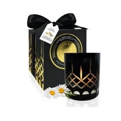Surmanti Crystal Series Long Burning Organic Coconut Wax Candle – Roman Chamomile Black