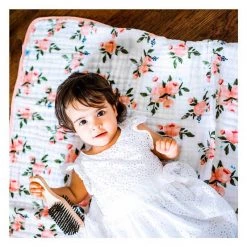 Little Unicorn Country Style Cotton Muslin Quilt – Watercolour Roses