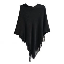 Urban Products Last Chance - Final Few Black Tassel Poncho