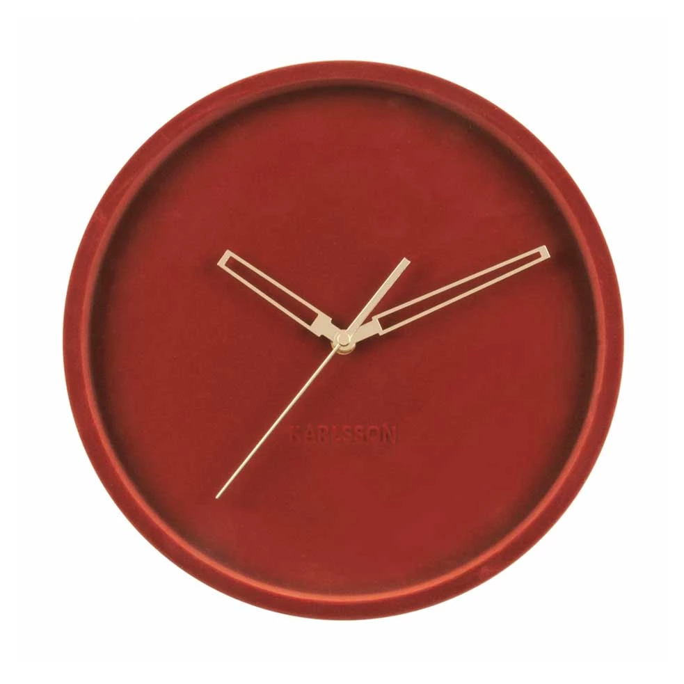 Karlsson CLOCKS Lush Velvet Wall Clock - Clay Red (30cm)