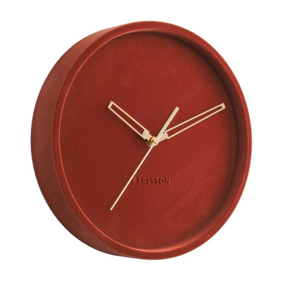 Karlsson CLOCKS Lush Velvet Wall Clock - Clay Red (30cm)