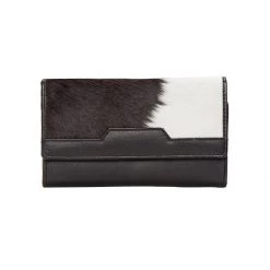 The Design Edge Monochrome Vegas Trifold Wallet - Jersey Hairon & Black Leather