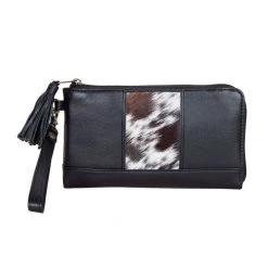 The Design Edge Dallas Clutch Wallet - Jersey Hairon & Black Leather