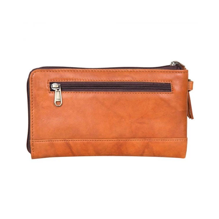 The Design Edge Women's Gifts - Over $50 Dallas Clutch Wallet - Jersey Hairon & Tan Leather