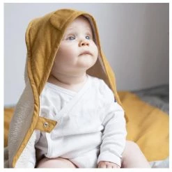 Fabelab Organic Baby Hooded Towel – Ochre Bear