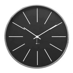 Jonsson Station Wall Clock - Chrome & Black (30cm)