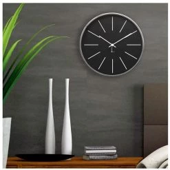 Jonsson Station Wall Clock - Chrome & Black (30cm)