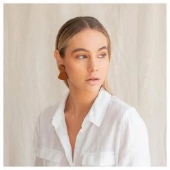 Brookside The Label Leather Curve Drop Studs - Tan Women's Gifts - Under $50