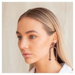 Brookside The Label Leather U Drop Studs - Wine Women's Gifts - Under $50