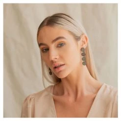 Brookside The Label Leather Circle Stack Studs - Khaki Women's Gifts - Under $50