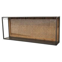 Rembrandt Fine Arts Rattan & Steel Wall Wine Rack With Glass Hangers