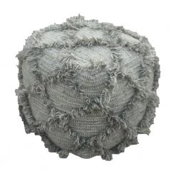 Rembrandt Fine Arts Grey Woollen Pouf Furniture