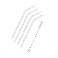 Davis & Waddell Reusable & Eco Friendly Fine Foods Glass Straws & Brush (5pc)