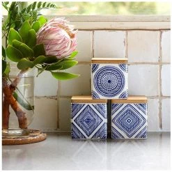 Ladelle Last Chance - Final Few Noah Aztec Canister Set – Blue (3pc)