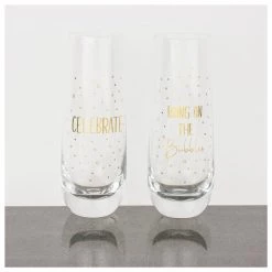 Urban Products Gold Celebrate Stemless Champagne Glasses (2pc) Restocked