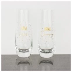 Urban Products Metallics Gold Save Water Stemless Champagne Glasses (2pc)