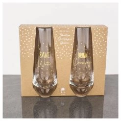 Urban Products Metallics Gold Save Water Stemless Champagne Glasses (2pc)