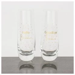 Urban Products Gold Hello Bubbles Stemless Champagne Glasses (2pc)