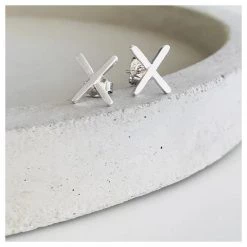 Twigg Large Silver Cross Stud Earrings
