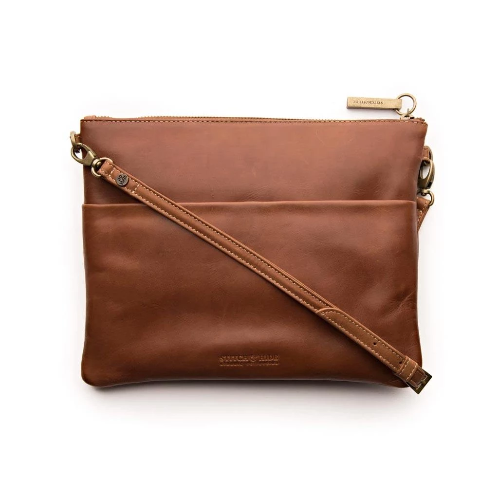 Stitch & Hide Valentines Day Leather Juliette Clutch Bag - Maple