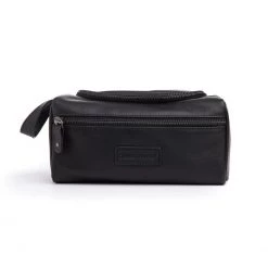 Stitch & Hide Unisex Leather Jett Toilet Bag - Black