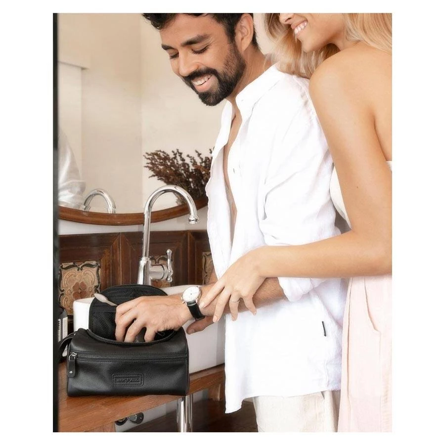 Stitch & Hide Unisex Leather Jett Toilet Bag - Olive