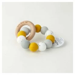 Funny Bunny Kids Silicone & Wood Teether - Mustard Round