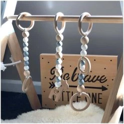 Funny Bunny Kids Kiwiana Luxury Silicone & Wood Teether/Play Toy - Navy Monstera