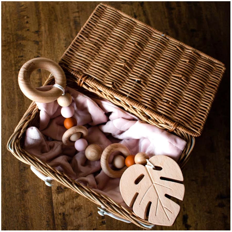 Funny Bunny Kids Luxury Silicone & Wood Teether/Play Toy - Navy Round Restocked