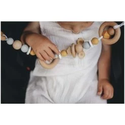 Funny Bunny Kids Silicone & Wood Pram Garland/Teether - Mustard Round Kiwiana