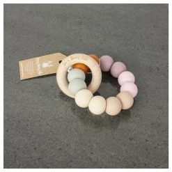 Funny Bunny Kids Kiwiana Silicone & Wood Teether - Mauve & Natural