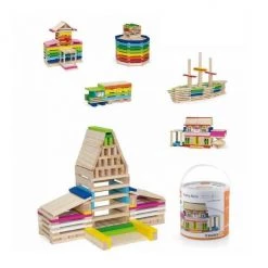 Viga Coloured Wooden Construction Set (250pc) Wooden Toys