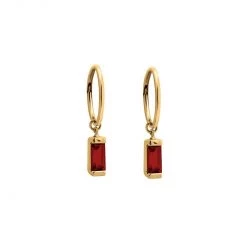 Lindi Kingi Deluxe Baguette Garnet Sleeper Earrings - Gold Valentines Day