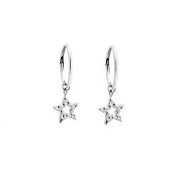 Lindi Kingi Deluxe Hammered Star Sleeper Earrings - Silver