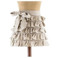 Raine & Humble Frilly Half Apron - Taupe