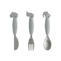 Done By Deer Yummy Plus Easy Grip Cutlery Set - Grey (3pc)