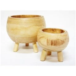 Stoneleigh & Roberson Round Cinch Wood Planter - Large (27cm)