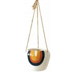 Urban Products VASES & PLANTERS Woodstock Rainbow Dot Hanging Planter - Small Blue/Terracotta