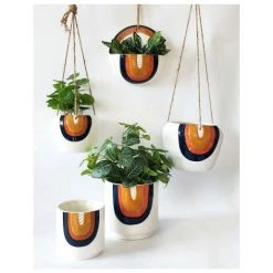 Urban Products Woodstock Rainbow Dot Wall Planter - Blue/Terracotta VASES & PLANTERS