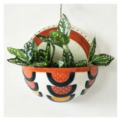 Urban Products VASES & PLANTERS Woodstock Rainbow Geo Wall Planter - Blue/Terracotta